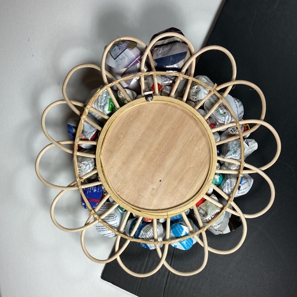 Upcycled Rattan Mirror with Handmade Paper Roses - Picture 5 of 6